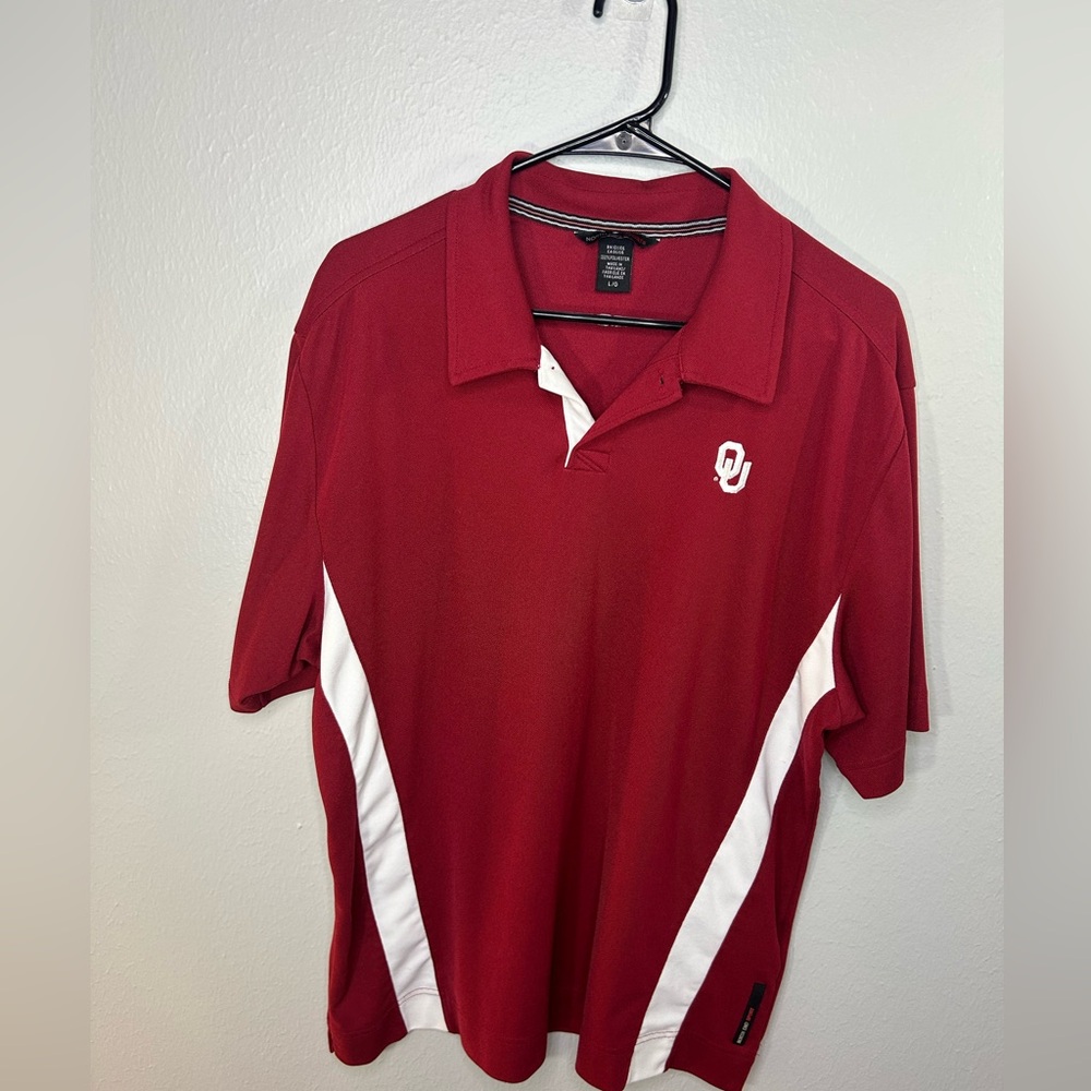 Oklahoma Sooners OU Polo Shirt Men’s Large Red White North End Sport Performance